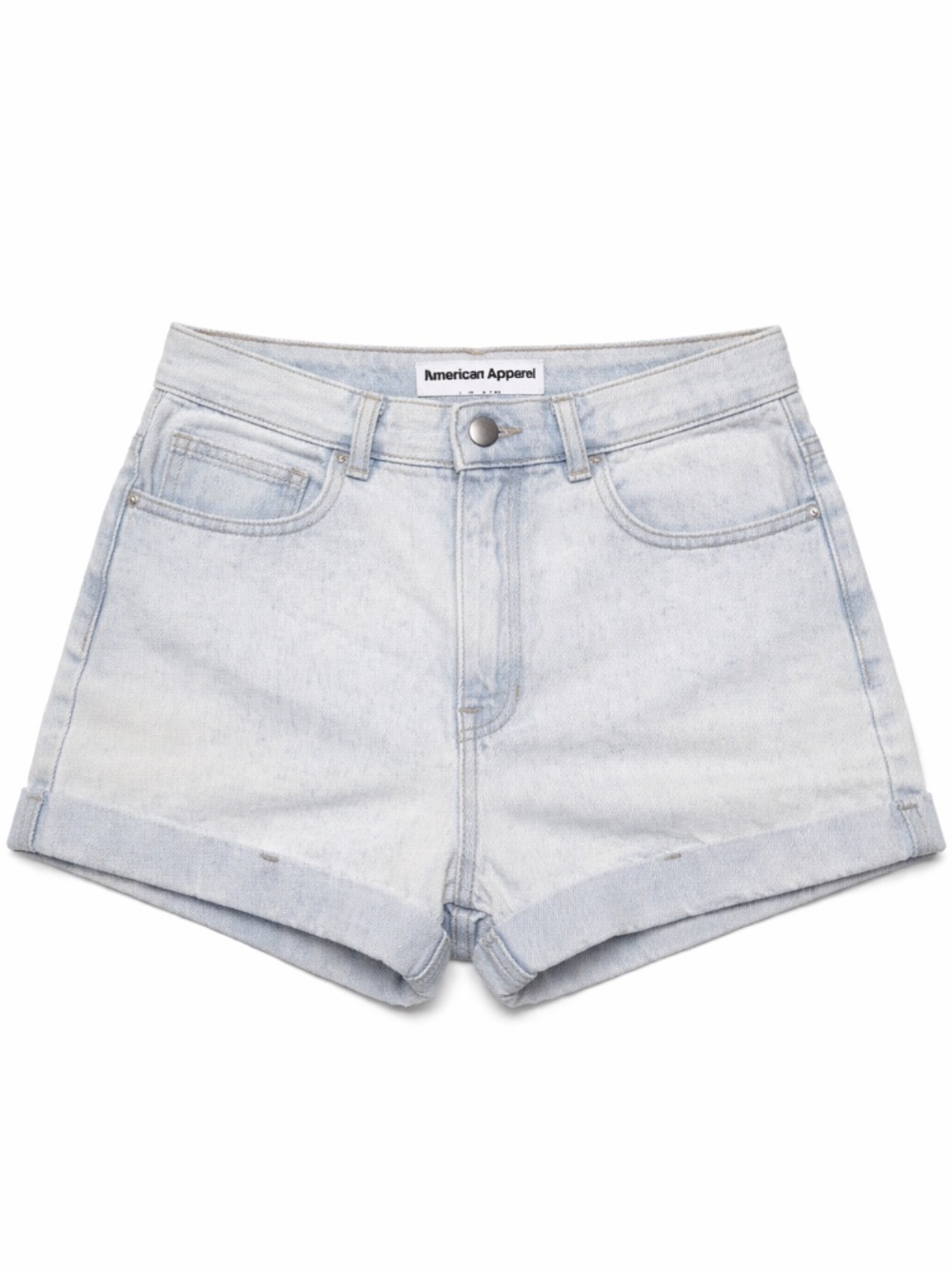 American Apparel Light Blue High-Rise Rolled Hem Denim Shorts – Size 28 EUC